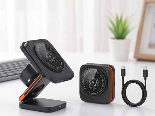 Cargador Inalámbrico Portátil 3 en 1 para Móvil, Reloj y Auriculares
